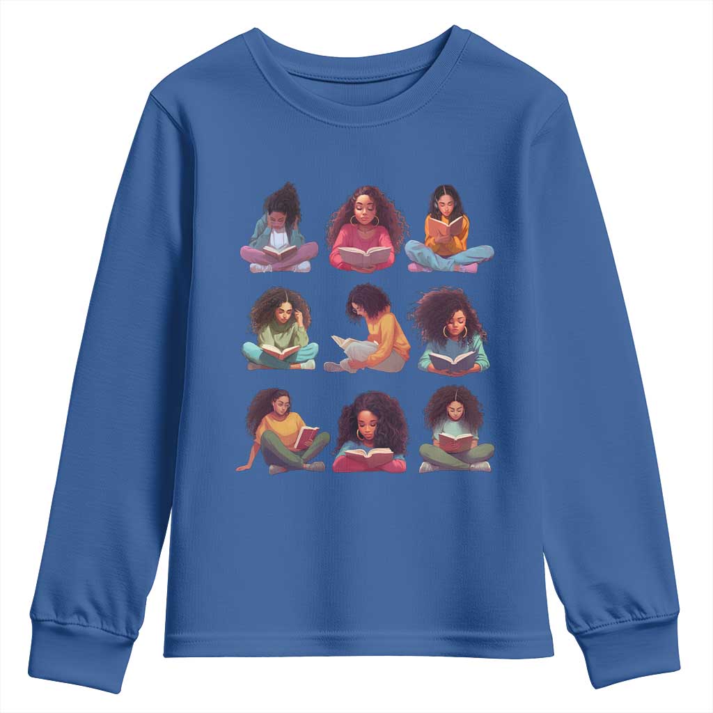 Black History Month Youth Long Sleeve Shirt Reading Book African Smart Melanin Women Girls