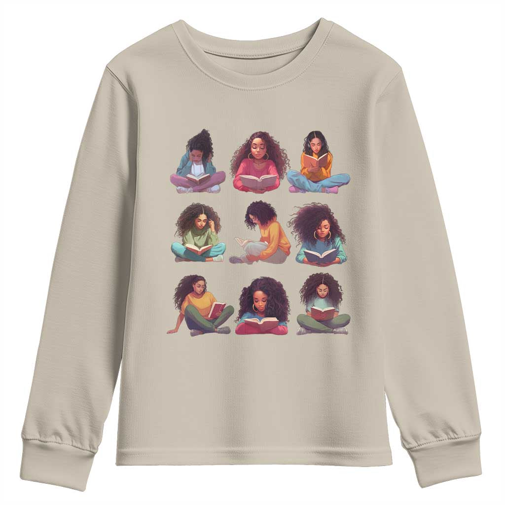 Black History Month Youth Long Sleeve Shirt Reading Book African Smart Melanin Women Girls