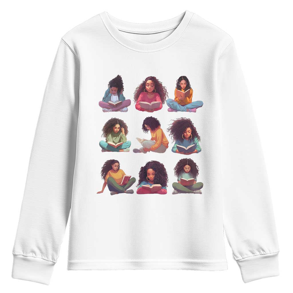 Black History Month Youth Long Sleeve Shirt Reading Book African Smart Melanin Women Girls