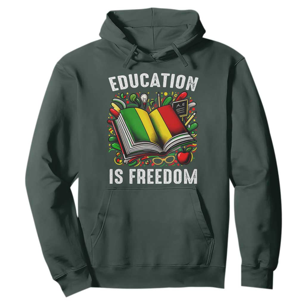 Black Teacher Hoodie Education Is Freedom Reading Books Black History Month