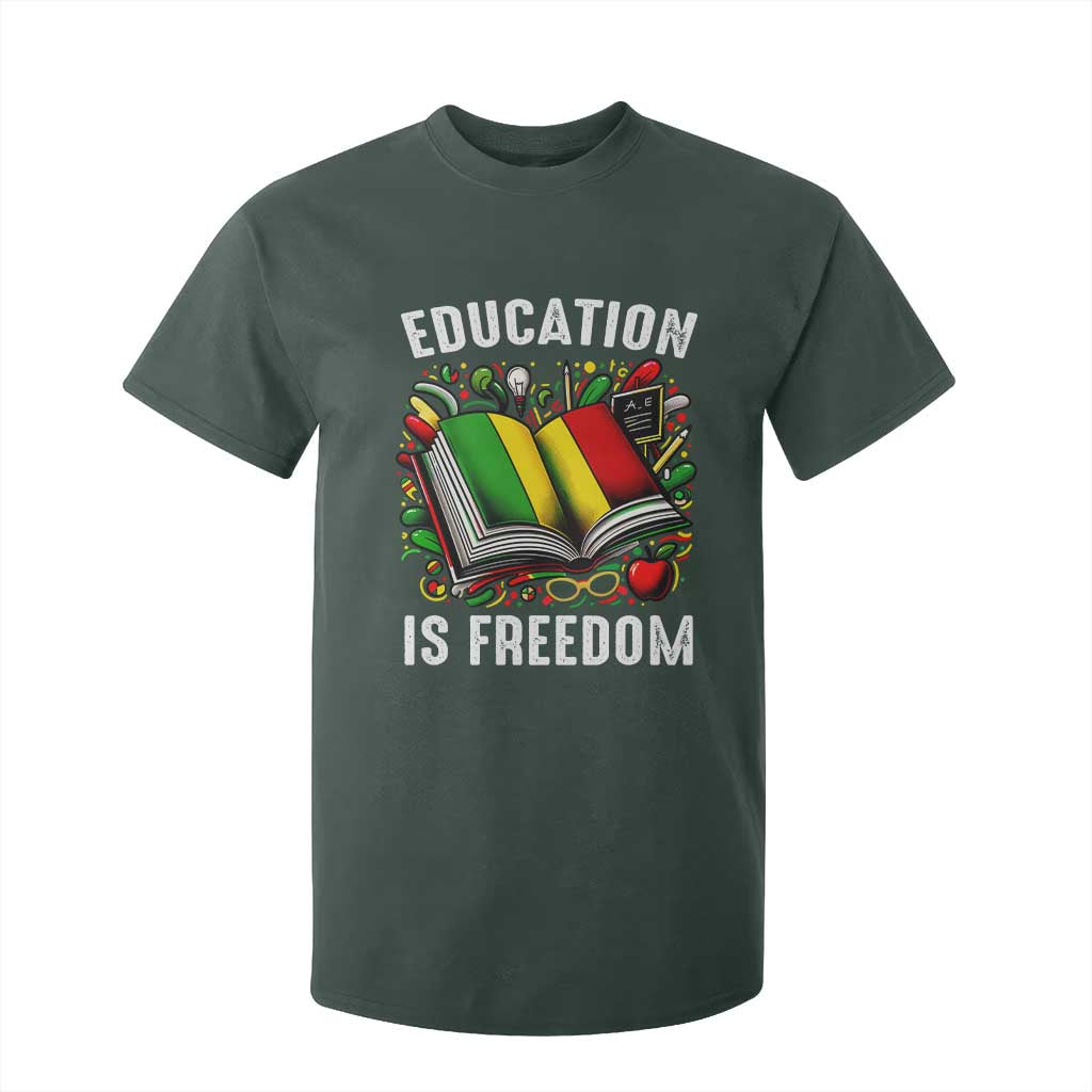 Black Teacher T Shirt For Kid Education Is Freedom Reading Books Black History Month