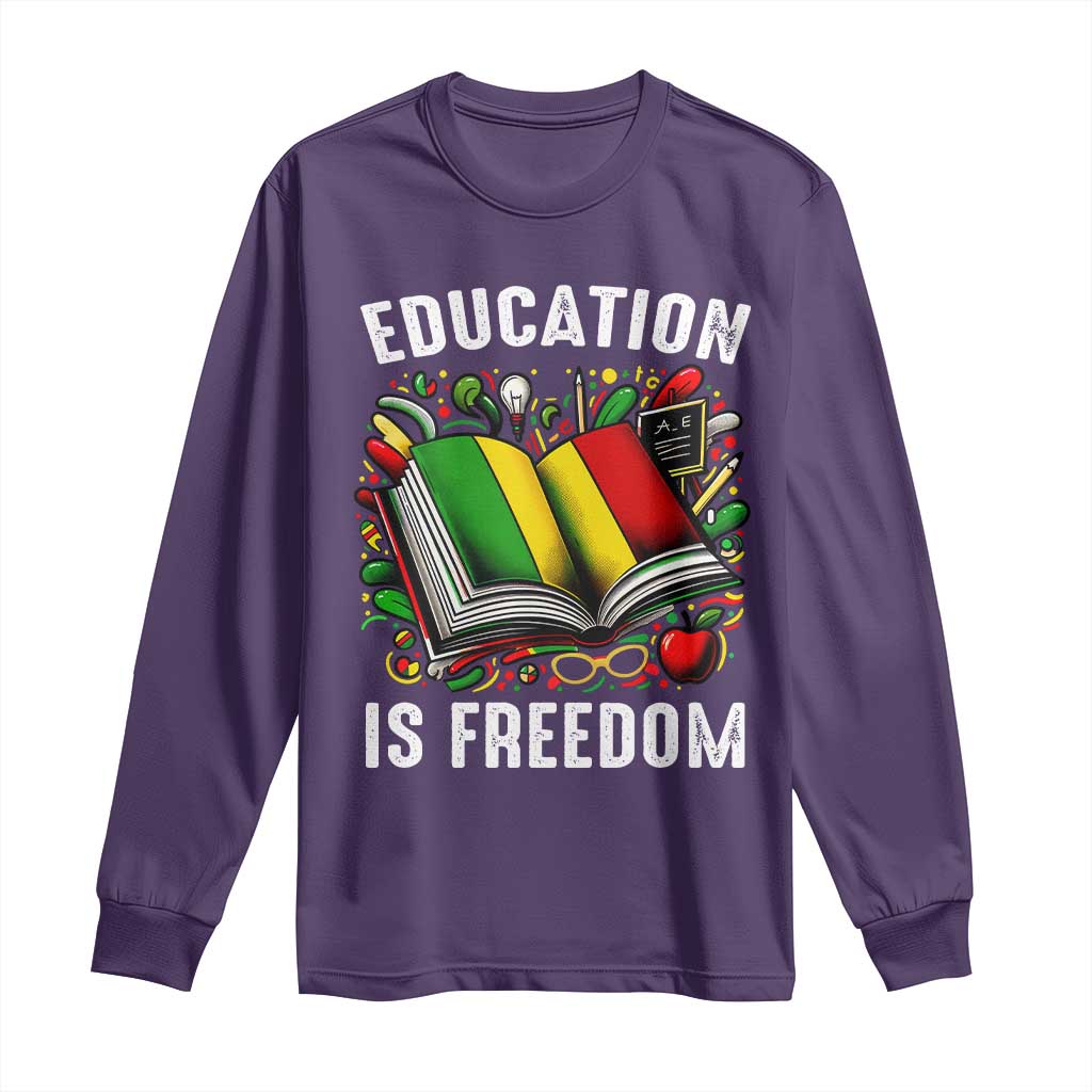 Black Teacher Long Sleeve Shirt Education Is Freedom Reading Books Black History Month