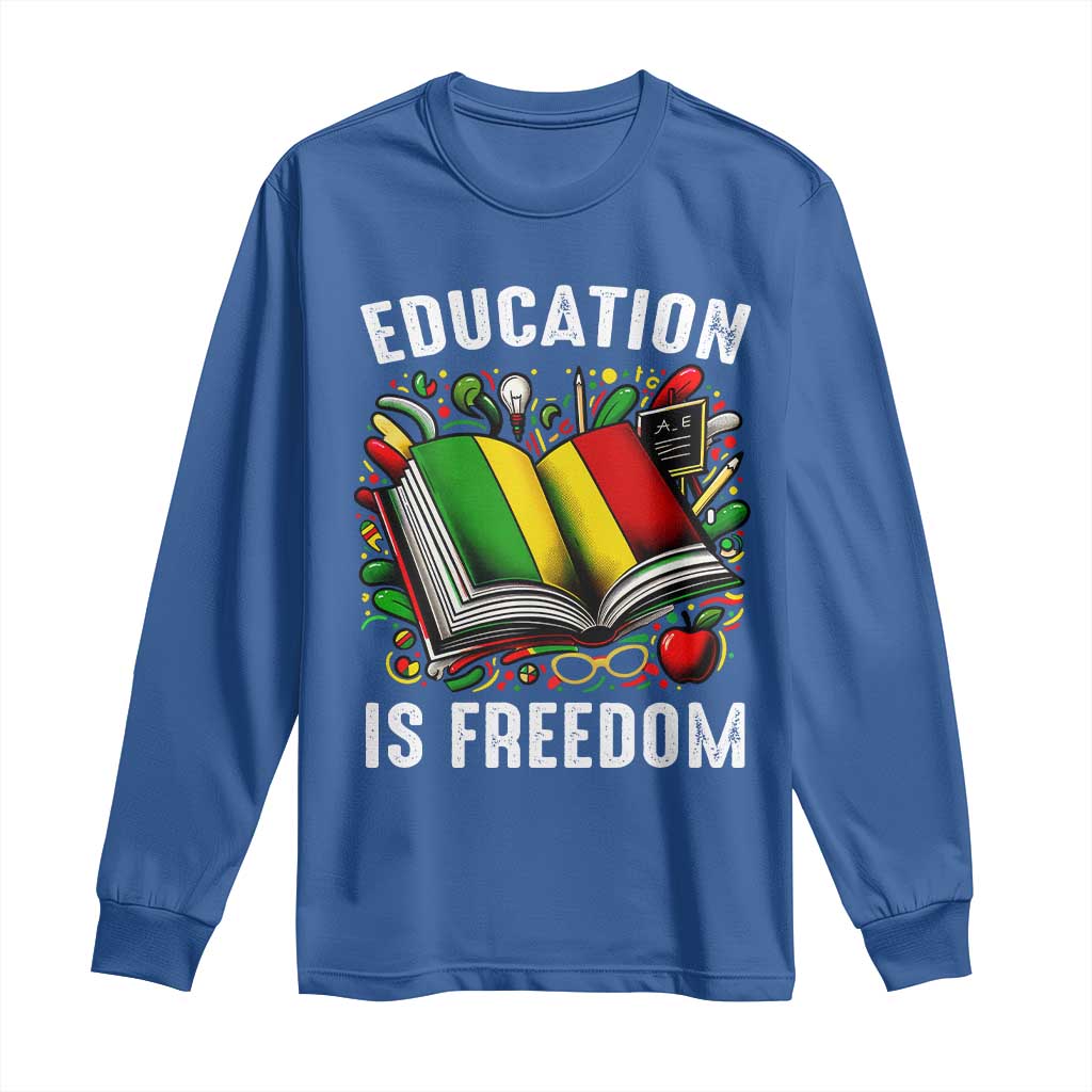 Black Teacher Long Sleeve Shirt Education Is Freedom Reading Books Black History Month