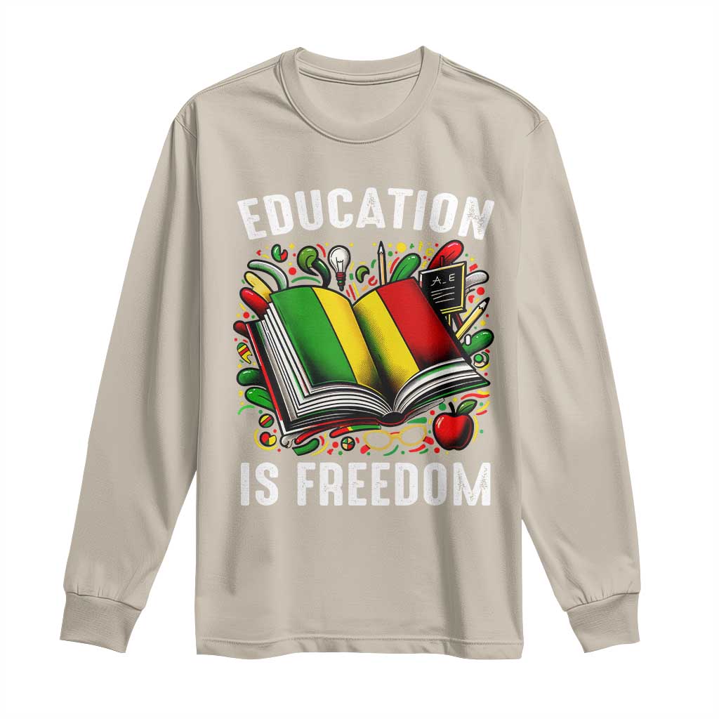 Black Teacher Long Sleeve Shirt Education Is Freedom Reading Books Black History Month