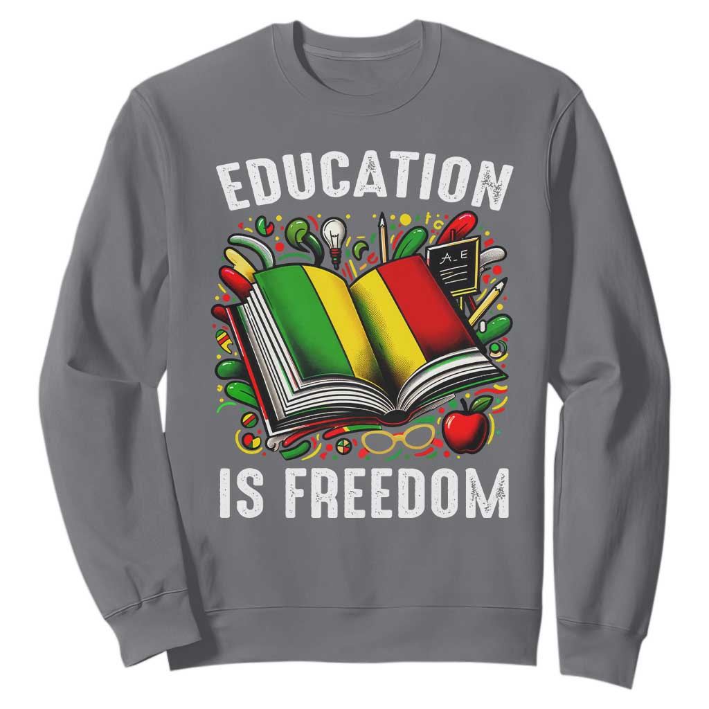 Black Teacher Sweatshirt Education Is Freedom Reading Books Black History Month