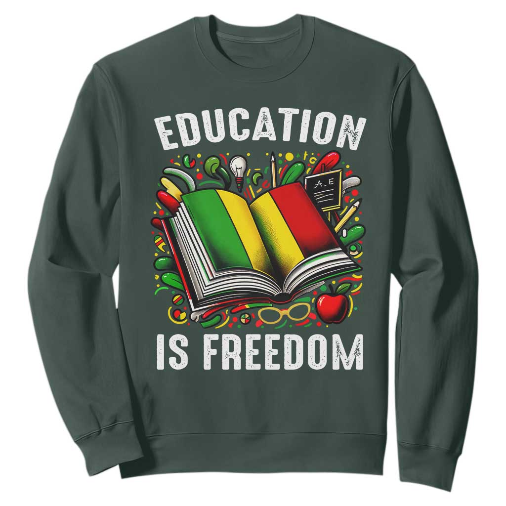 Black Teacher Sweatshirt Education Is Freedom Reading Books Black History Month