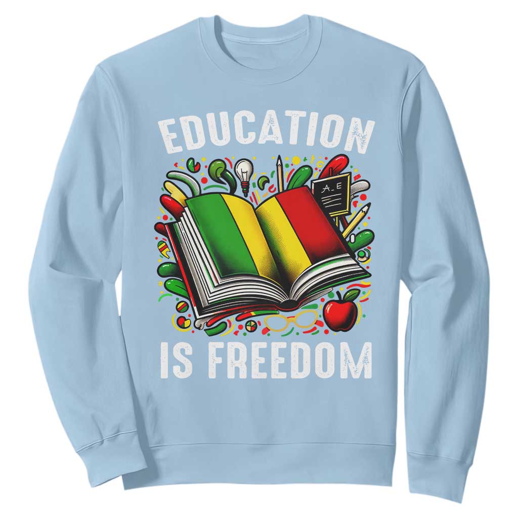 Black Teacher Sweatshirt Education Is Freedom Reading Books Black History Month