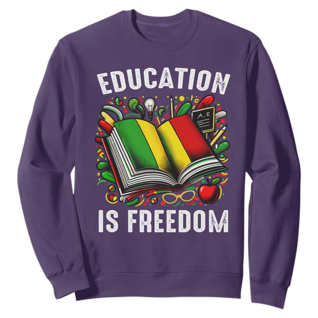 Black Teacher Sweatshirt Education Is Freedom Reading Books Black History Month