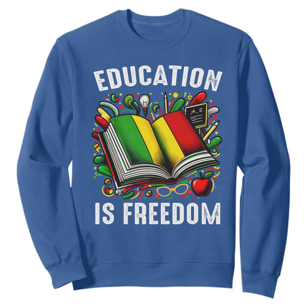 Black Teacher Sweatshirt Education Is Freedom Reading Books Black History Month