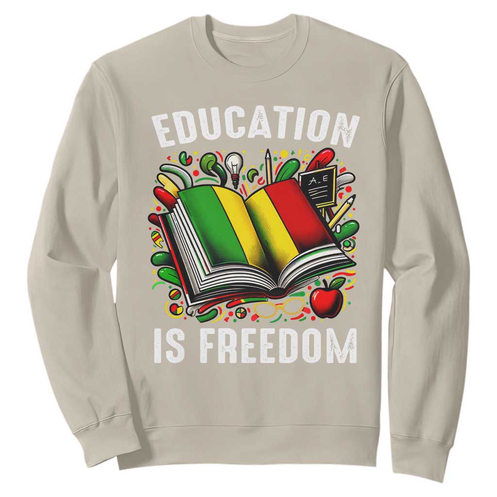 Black Teacher Sweatshirt Education Is Freedom Reading Books Black History Month