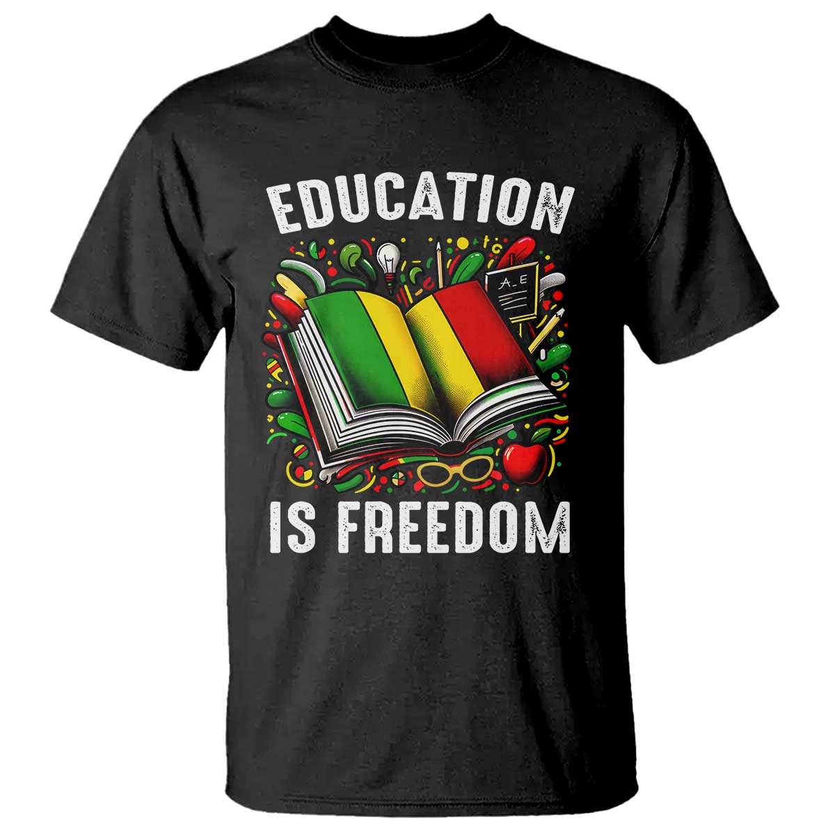 Black Teacher T Shirt Education Is Freedom Reading Books Black History Month