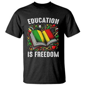 Black Teacher T Shirt Education Is Freedom Reading Books Black History Month
