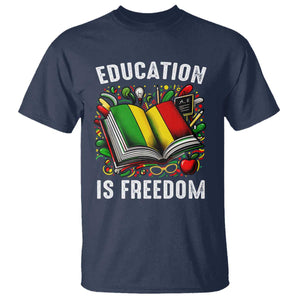 Black Teacher T Shirt Education Is Freedom Reading Books Black History Month