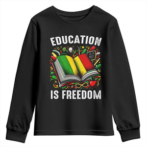 Black Teacher Youth Long Sleeve Shirt Education Is Freedom Reading Books Black History Month