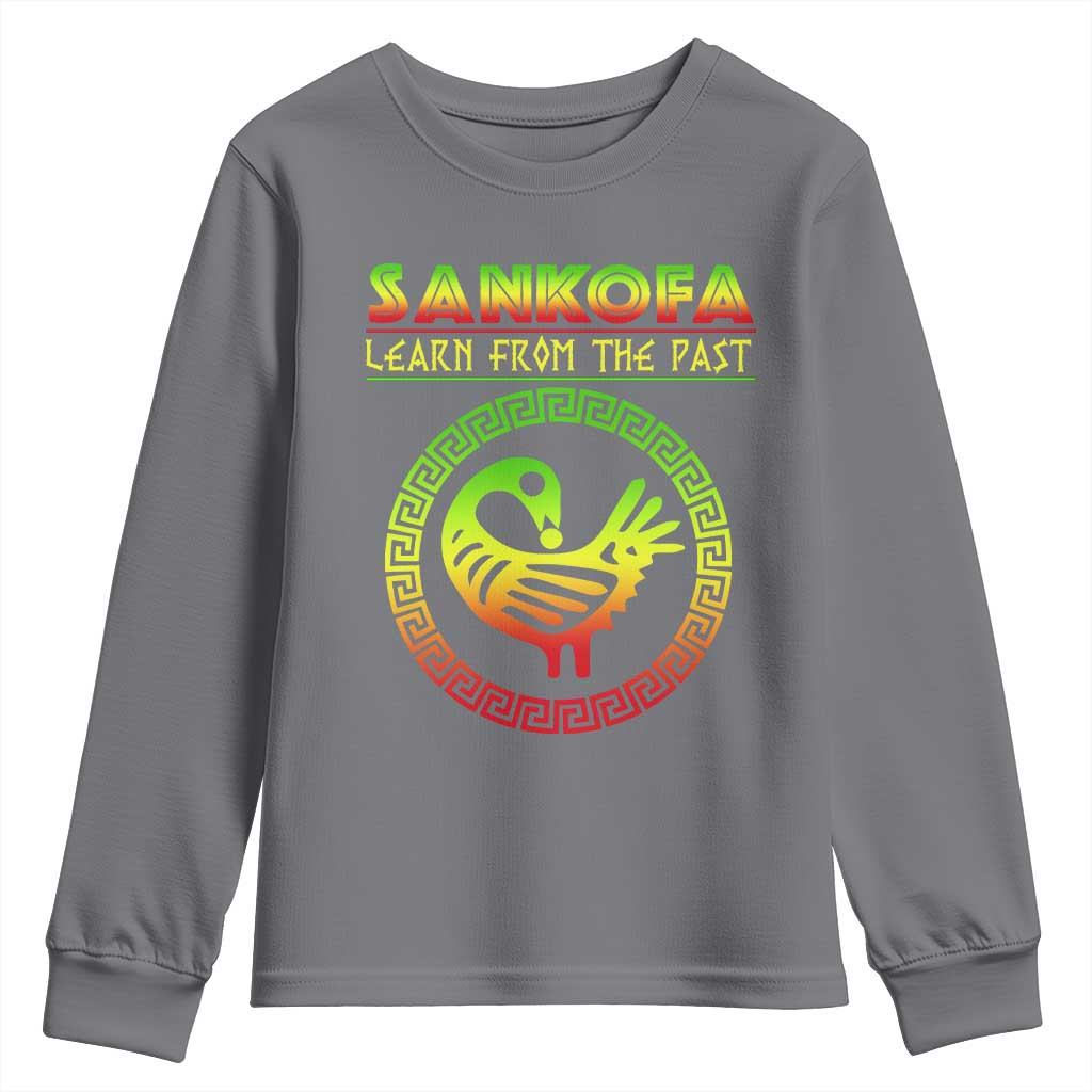 Black History Month Youth Long Sleeve Shirt Sankofa Learn From The Past African Bird Melanin