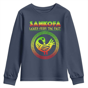 Black History Month Youth Long Sleeve Shirt Sankofa Learn From The Past African Bird Melanin