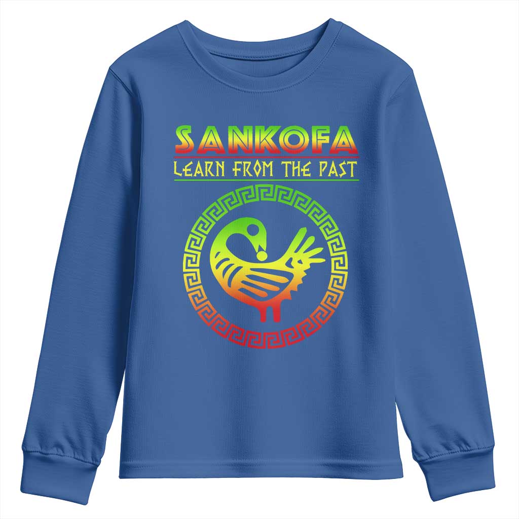 Black History Month Youth Long Sleeve Shirt Sankofa Learn From The Past African Bird Melanin