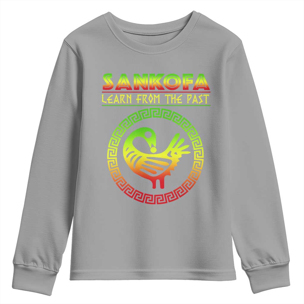 Black History Month Youth Long Sleeve Shirt Sankofa Learn From The Past African Bird Melanin