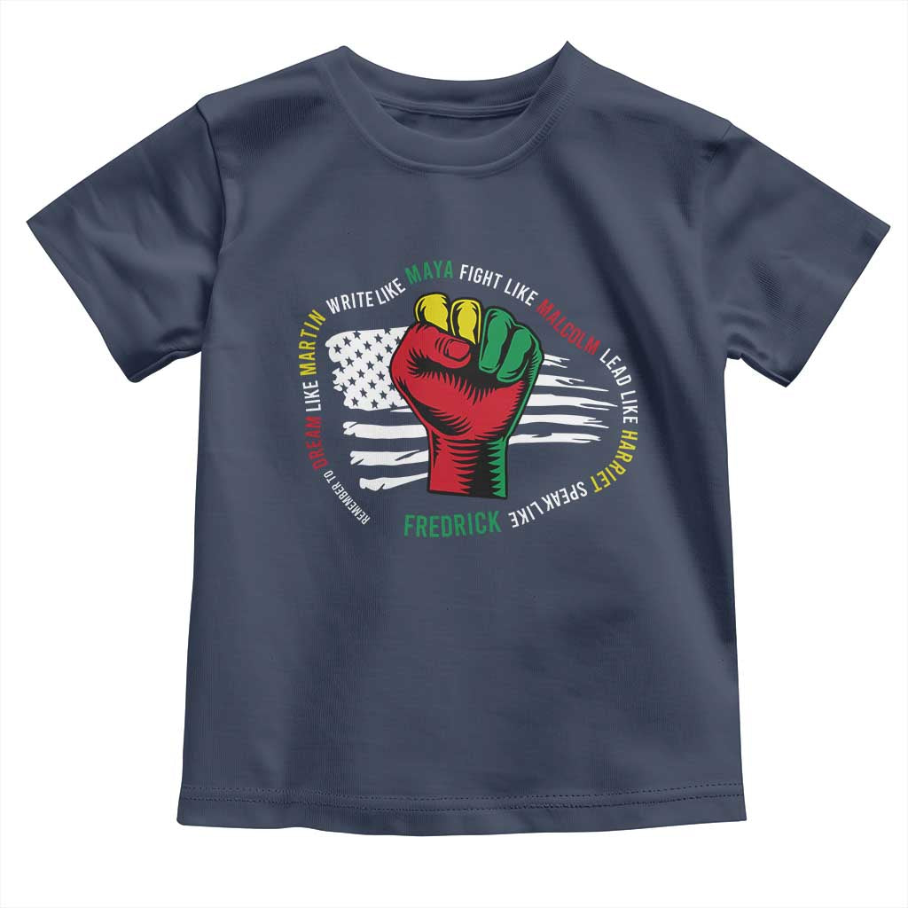 Black Civil Rights Baby Shirt Dream Like Martin Write Like Maya Fight Like Macolm Lead Like Harriet Speak Like Fredrick