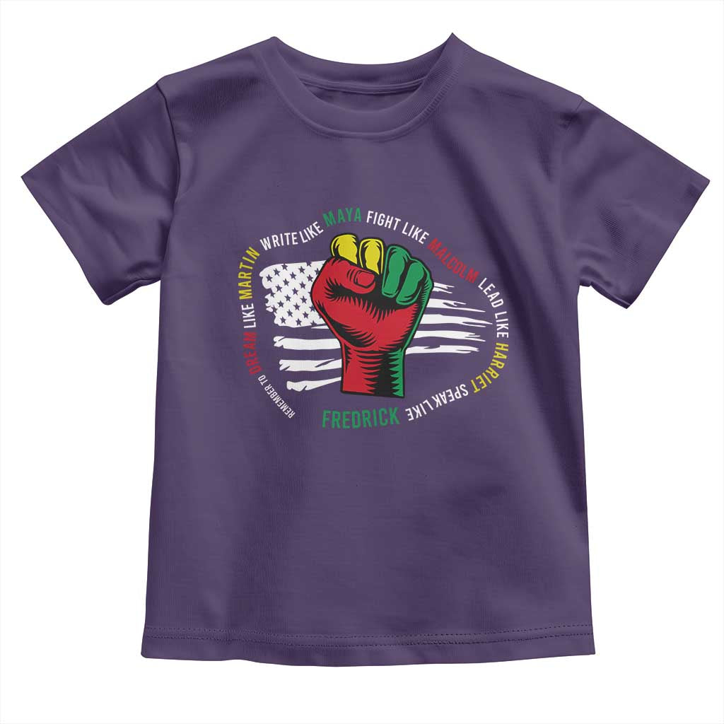 Black Civil Rights Baby Shirt Dream Like Martin Write Like Maya Fight Like Macolm Lead Like Harriet Speak Like Fredrick