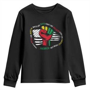 Black Civil Rights Youth Long Sleeve Shirt Dream Like Martin Write Like Maya Fight Like Macolm Lead Like Harriet Speak Like Fredrick