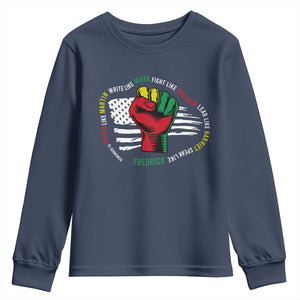 Black Civil Rights Youth Long Sleeve Shirt Dream Like Martin Write Like Maya Fight Like Macolm Lead Like Harriet Speak Like Fredrick