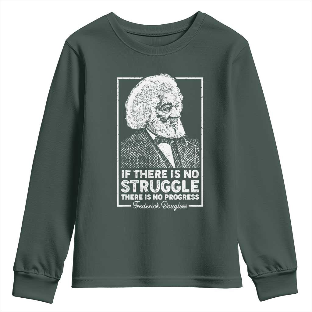 Frederick Douglass Youth Long Sleeve Shirt If There Is No Struggle There Is No Progress Black Civil Rights BHM
