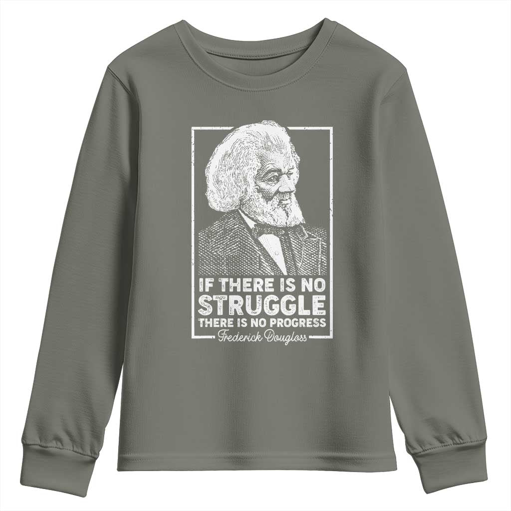 Frederick Douglass Youth Long Sleeve Shirt If There Is No Struggle There Is No Progress Black Civil Rights BHM