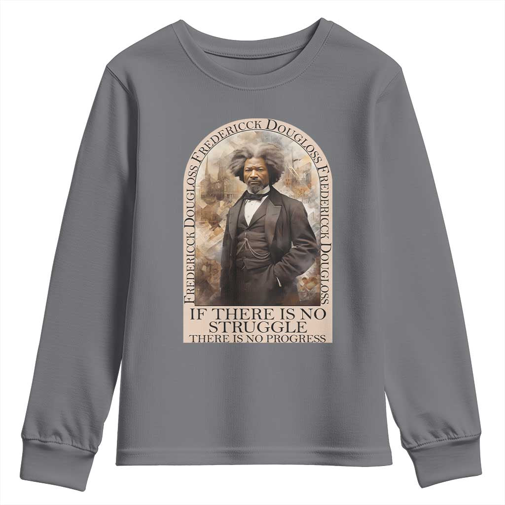 Frederick Douglass Youth Long Sleeve Shirt If There Is No Struggle There Is No Progress BHM Black Civil Rights
