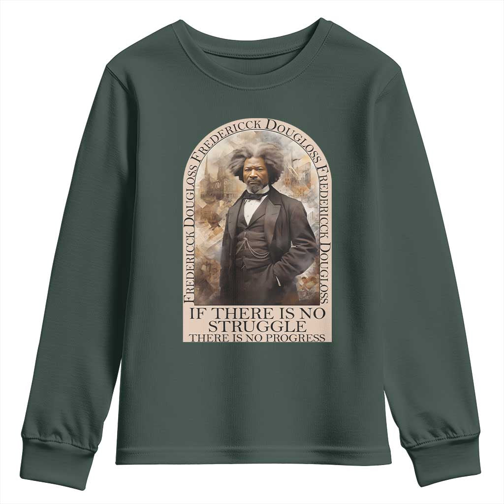 Frederick Douglass Youth Long Sleeve Shirt If There Is No Struggle There Is No Progress BHM Black Civil Rights