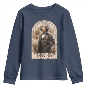 Frederick Douglass Youth Long Sleeve Shirt If There Is No Struggle There Is No Progress BHM Black Civil Rights
