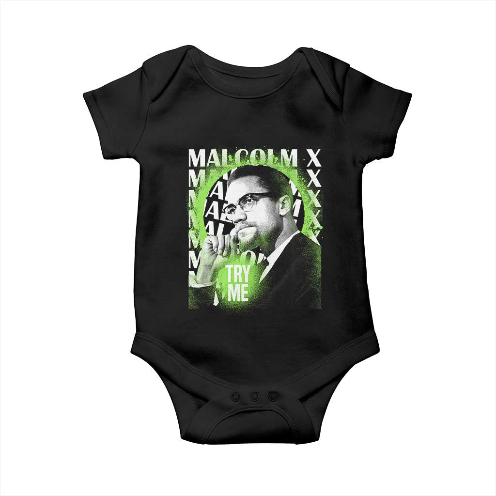 Malcolm X Baby Onesie Try Me Aesthetic Art Black Civil Rights BHM