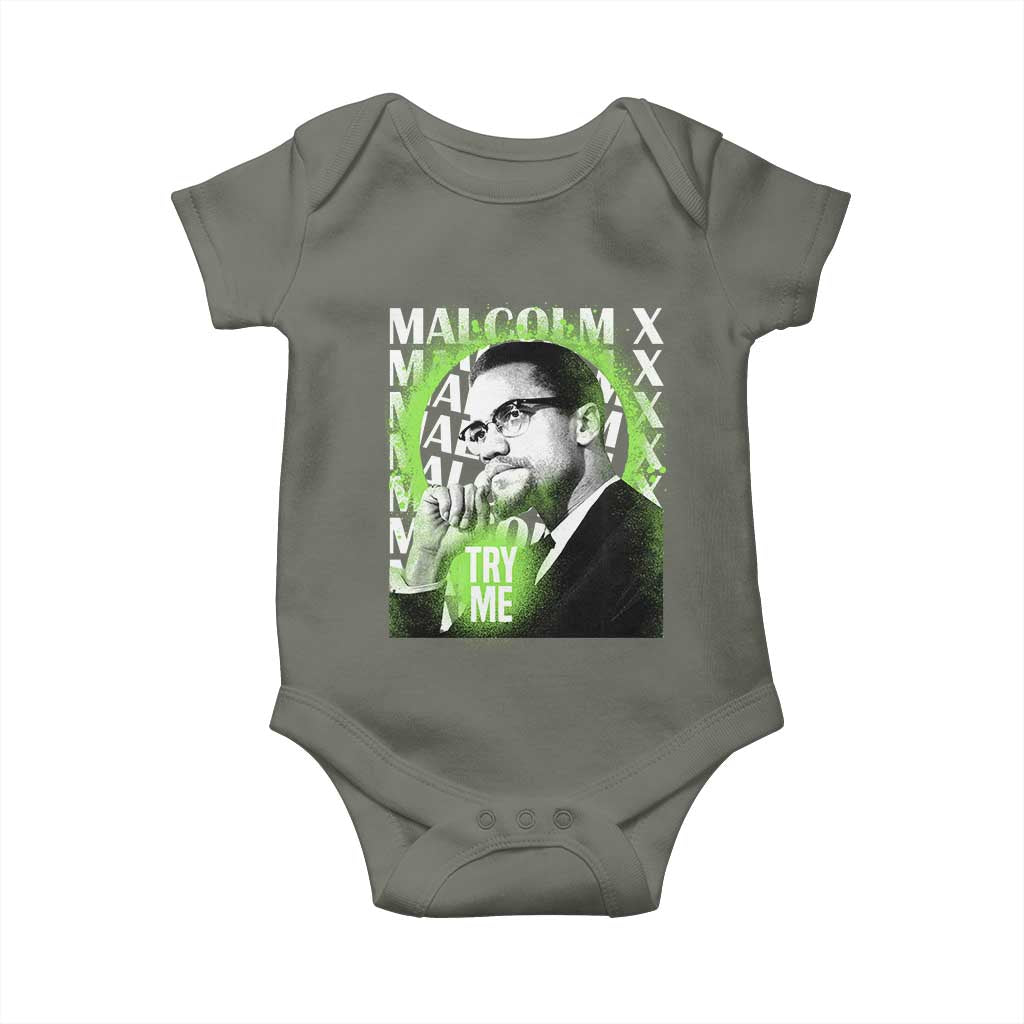 Malcolm X Baby Onesie Try Me Aesthetic Art Black Civil Rights BHM