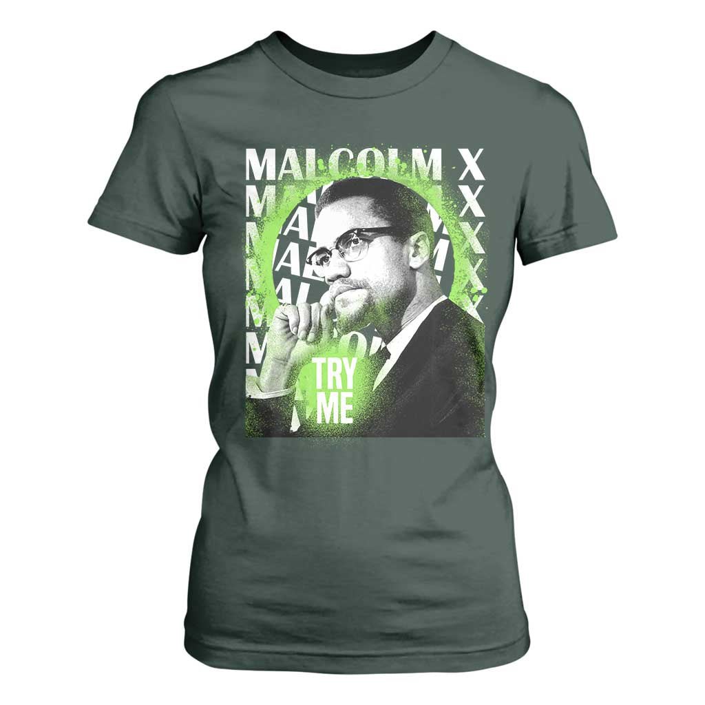Malcolm X T Shirt For Women Try Me Aesthetic Art Black Civil Rights BHM
