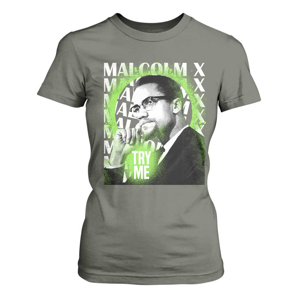 Malcolm X T Shirt For Women Try Me Aesthetic Art Black Civil Rights BHM