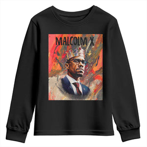 Malcolm X Youth Long Sleeve Shirt King Hip Hop Aesthetic Art Black Civil Rights