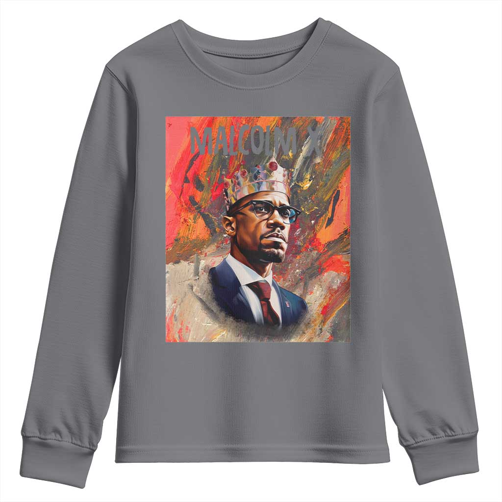 Malcolm X Youth Long Sleeve Shirt King Hip Hop Aesthetic Art Black Civil Rights