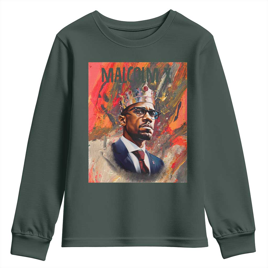 Malcolm X Youth Long Sleeve Shirt King Hip Hop Aesthetic Art Black Civil Rights