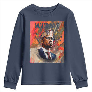 Malcolm X Youth Long Sleeve Shirt King Hip Hop Aesthetic Art Black Civil Rights