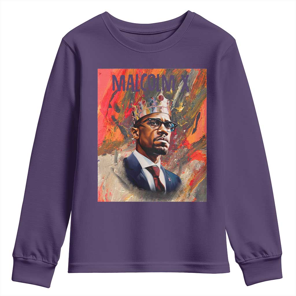 Malcolm X Youth Long Sleeve Shirt King Hip Hop Aesthetic Art Black Civil Rights
