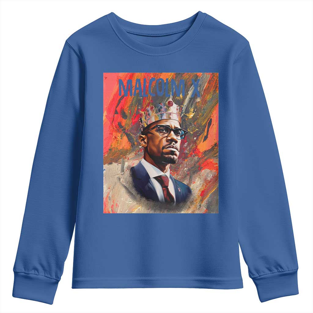 Malcolm X Youth Long Sleeve Shirt King Hip Hop Aesthetic Art Black Civil Rights