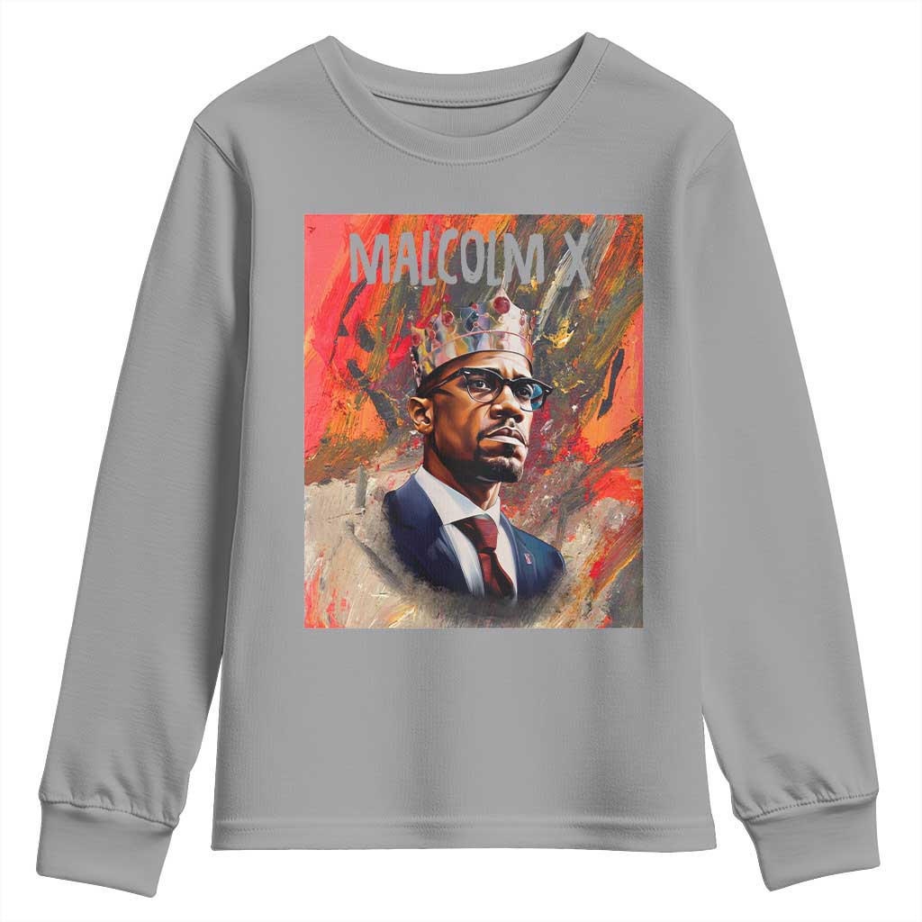 Malcolm X Youth Long Sleeve Shirt King Hip Hop Aesthetic Art Black Civil Rights