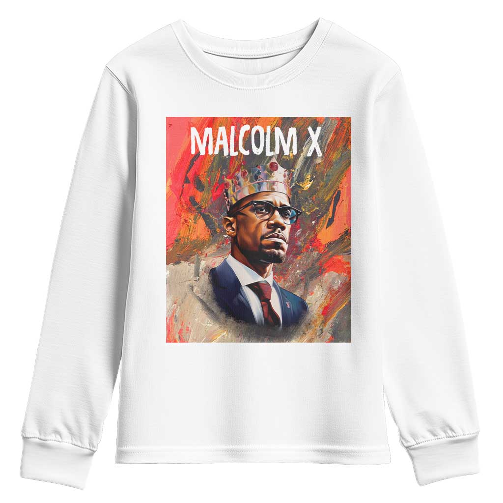 Malcolm X Youth Long Sleeve Shirt King Hip Hop Aesthetic Art Black Civil Rights