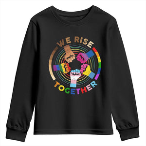 Black History Month Youth Long Sleeve Shirt We Rise Together Equality Awesome Melanin LGBT