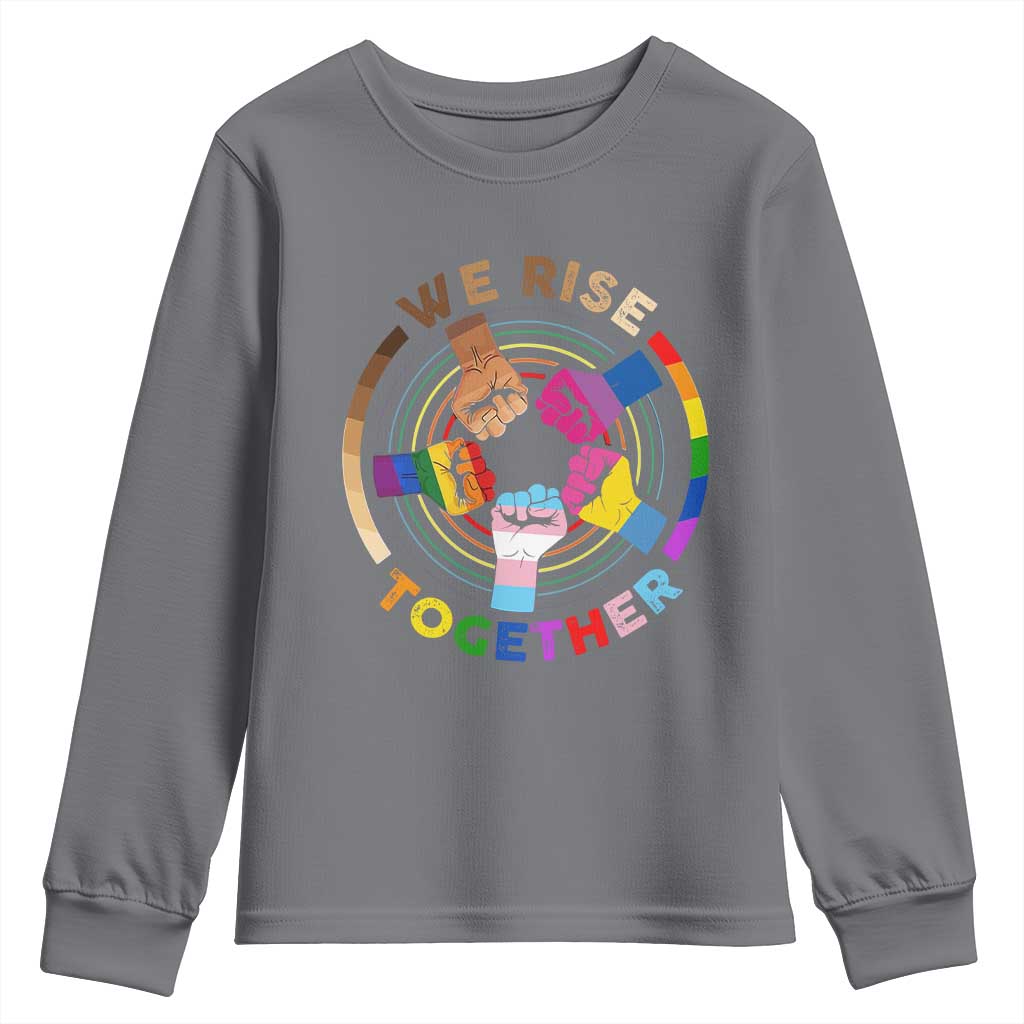 Black History Month Youth Long Sleeve Shirt We Rise Together Equality Awesome Melanin LGBT