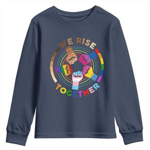 Black History Month Youth Long Sleeve Shirt We Rise Together Equality Awesome Melanin LGBT
