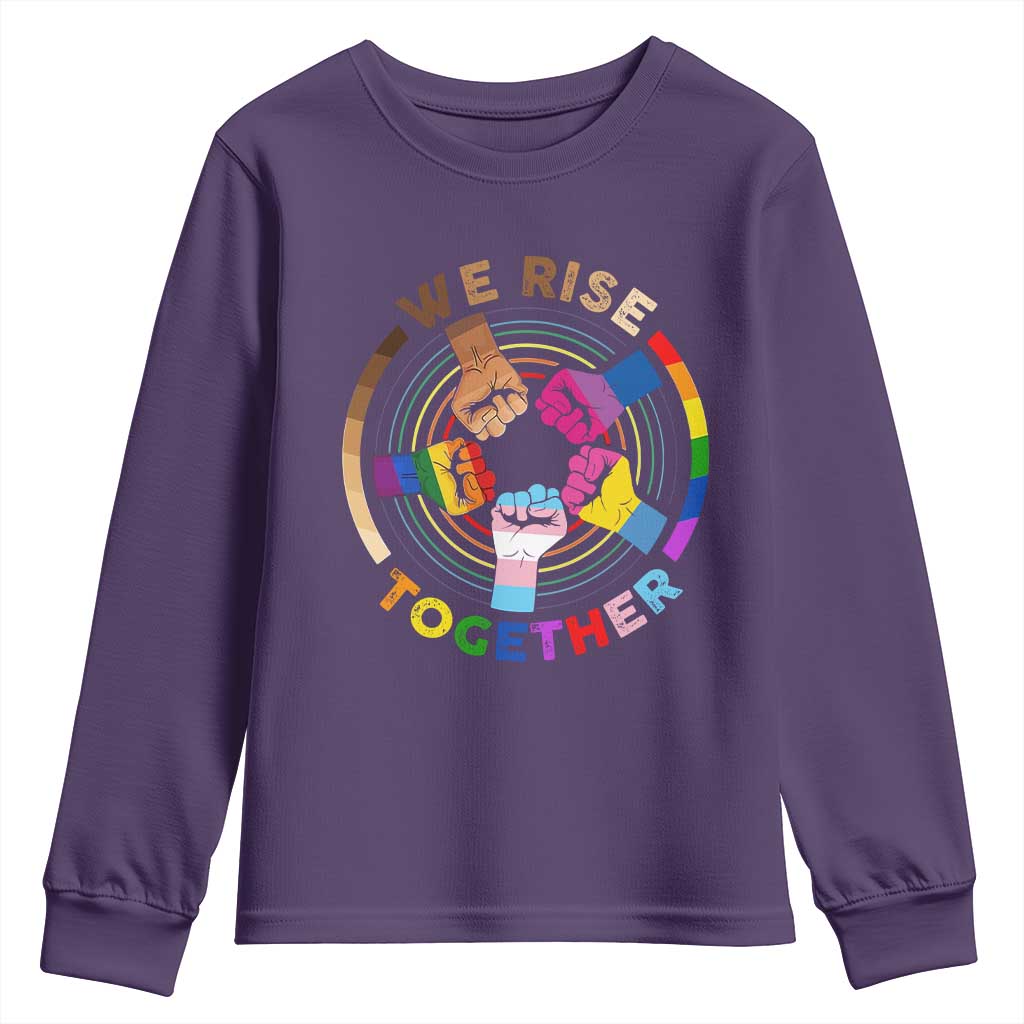 Black History Month Youth Long Sleeve Shirt We Rise Together Equality Awesome Melanin LGBT