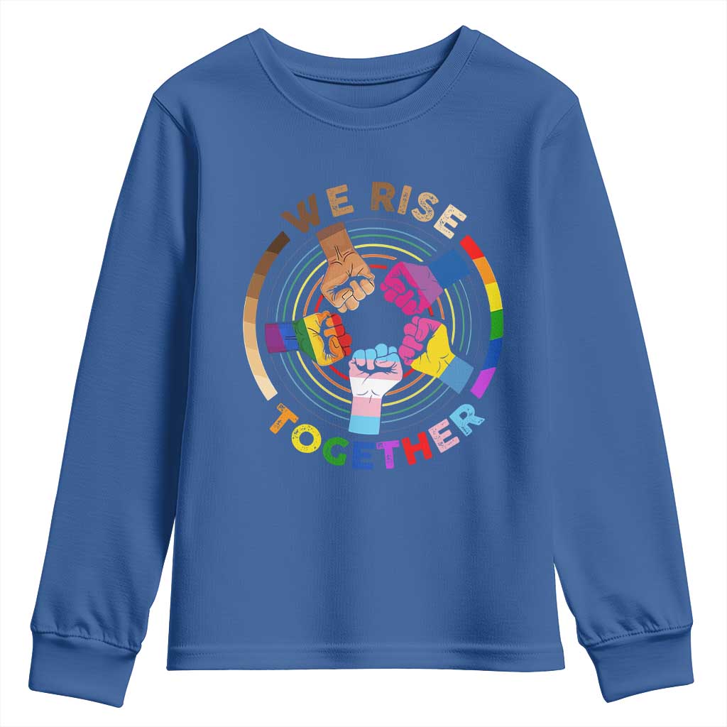 Black History Month Youth Long Sleeve Shirt We Rise Together Equality Awesome Melanin LGBT