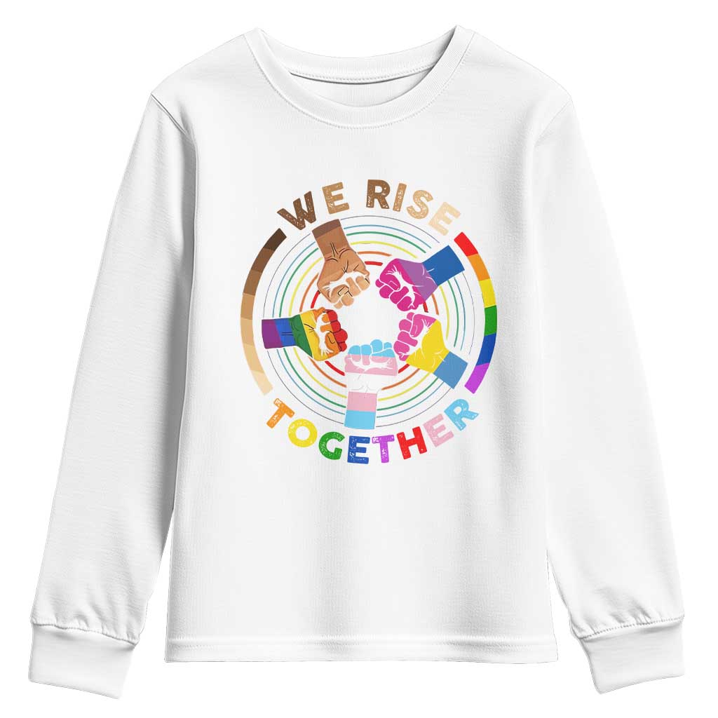 Black History Month Youth Long Sleeve Shirt We Rise Together Equality Awesome Melanin LGBT