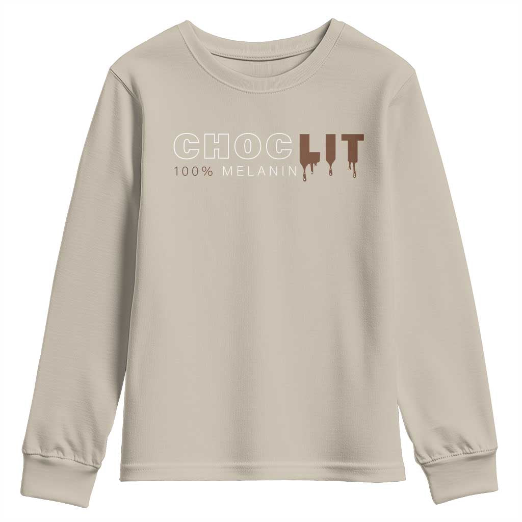 Black Pride Youth Sweatshirt Choclit 100% Melanin African American Afro